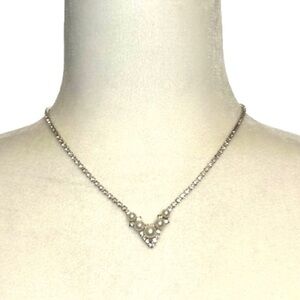 Vintage Pearls Rhinestones 17” Necklace